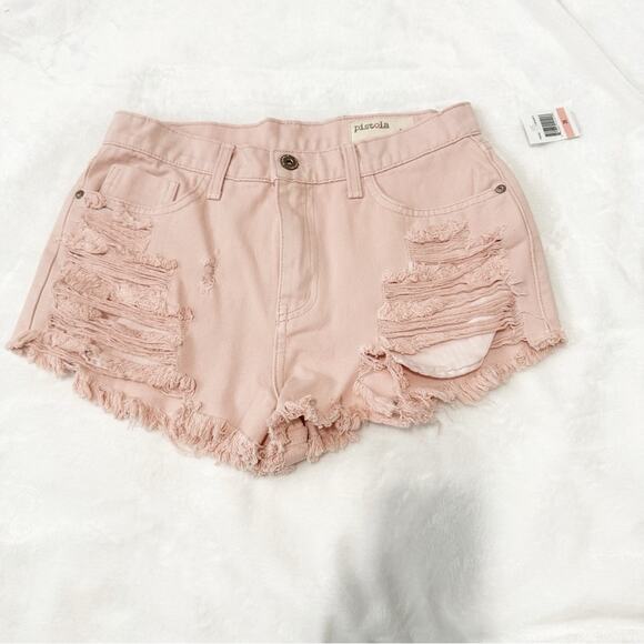 Pistola Pink Distressed Denim Shorts size 28 NWT Jean shorts - Picture 1 of 4